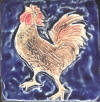 Rooster crowing blue glaze