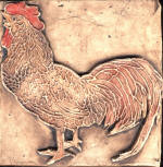 Rooster 6 in brown stain with color
